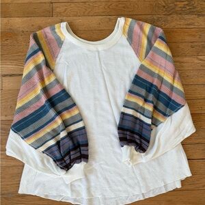 Striped Sleeve White Top